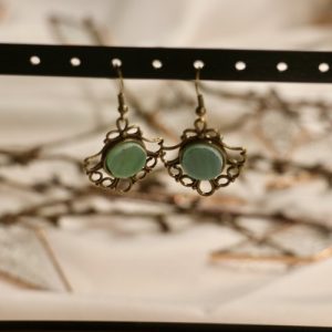 Boucles d'oreille en verre vitrail vertes