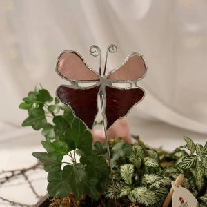 Tige pour plante - Papillon Rose