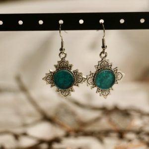 Boucles d'oreilles pendants en vitrail